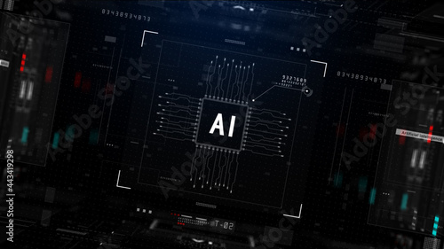 Artificial Intelligence AI. Future Technology Concept Visualization. Big Data Transmission Connection. Technology Digital data Network Abstract Background.
