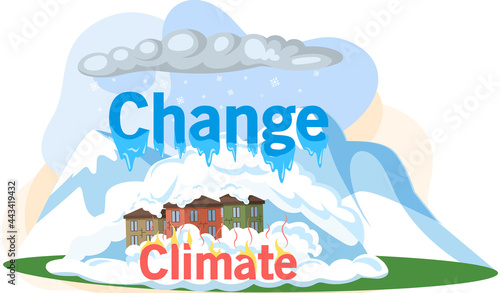 Global warming and environmental problems. Temperature of Earth is rising due to greenhouse effect and human activity. Melting glaciers and avalanche, snowfall. Change climate, flooding of cities