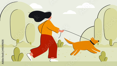 a woman hangout with her dog