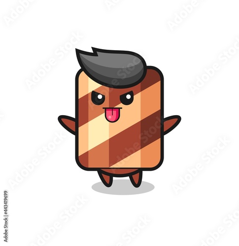 naughty wafer roll character in mocking pose