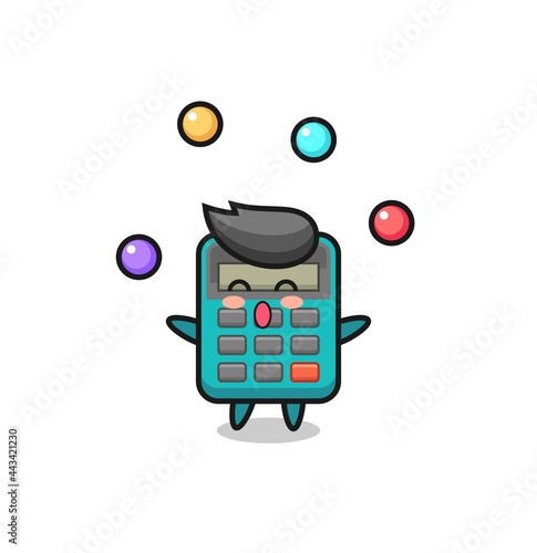 the calculator circus cartoon juggling a ball