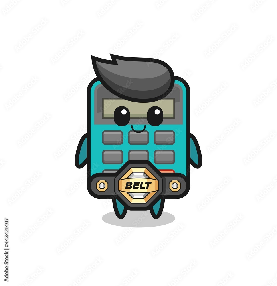 the MMA fighter calculator mascot with a belt the MMA fighter calculator mascot with a belt