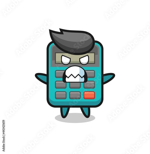 wrathful expression of the calculator mascot character