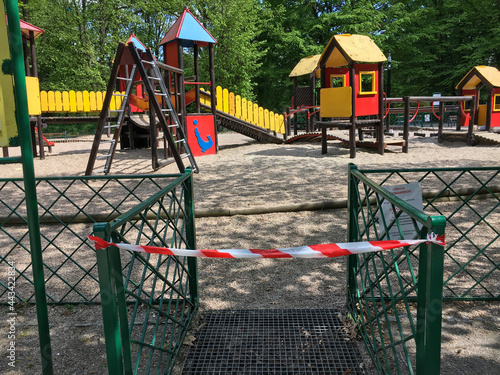 Closed kids playground during 2020 quarantine from the Covid-19 Coronavirus.