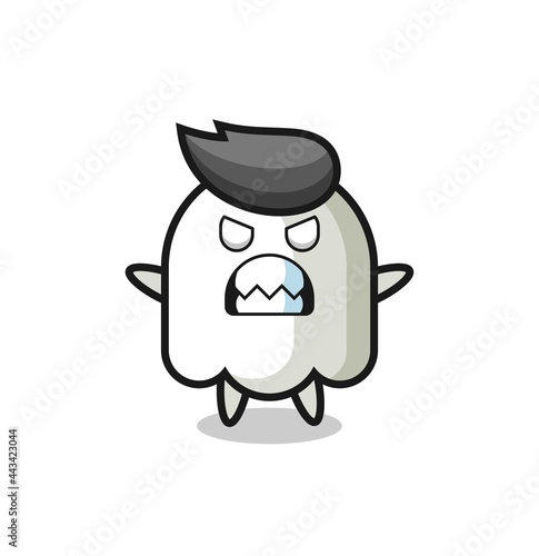 wrathful expression of the ghost mascot character