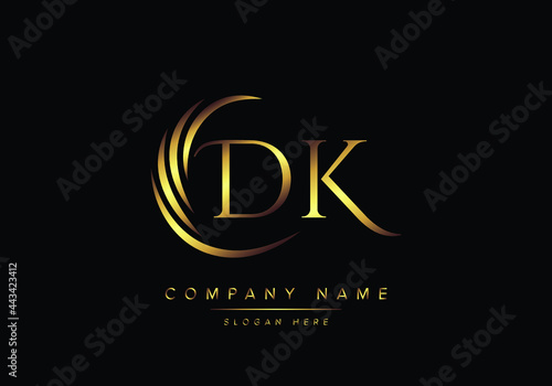 alphabet letters DK monogram logo, gold color elegant classical