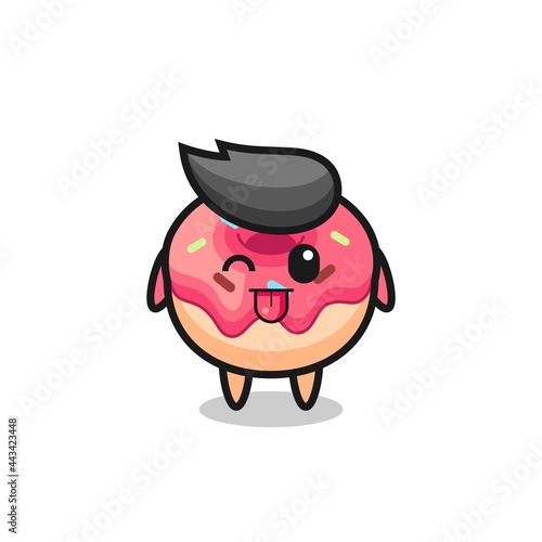 cute doughnut character in sweet expression while sticking out her tongue