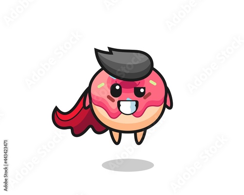 the cute doughnut character as a flying superhero