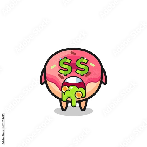 doughnut character with an expression of crazy about money