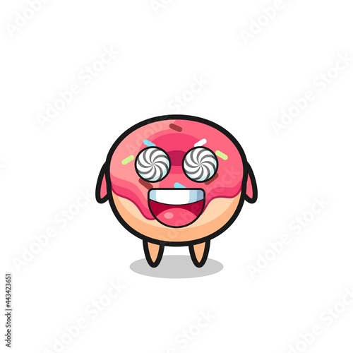 cute doughnut character with hypnotized eyes