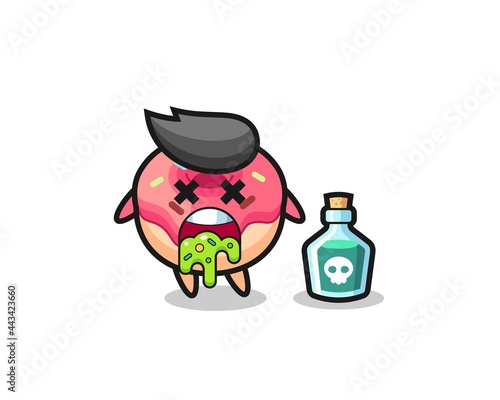 illustration of an doughnut character vomiting due to poisoning
