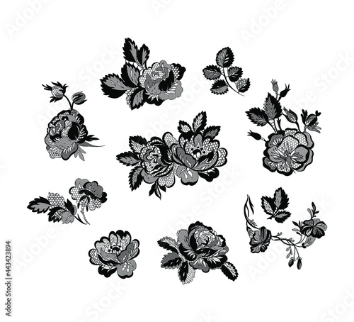 lace flower, bouquet, vector illustration