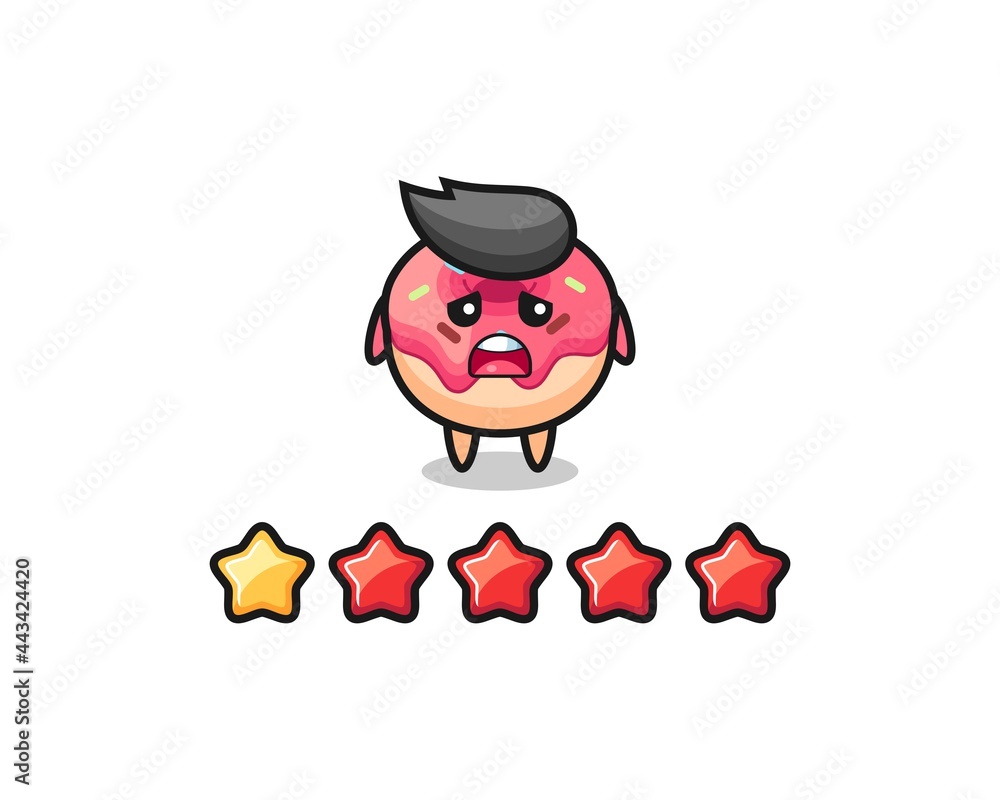 Fototapeta premium the illustration of customer bad rating, doughnut cute character with 1 star