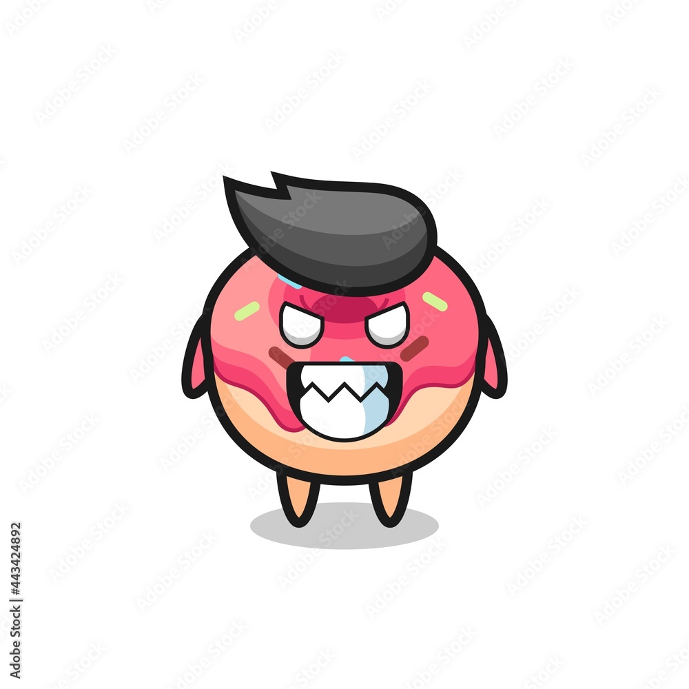 Naklejka premium evil expression of the doughnut cute mascot character