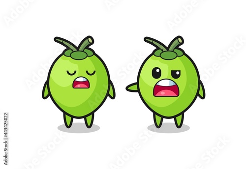 illustration of the argue between two cute coconut characters