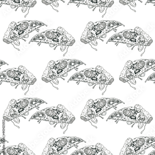 Wallpaper Mural Hand Drawn pen pizza sketch pattern Torontodigital.ca