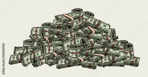 Big pile of money colorful concept