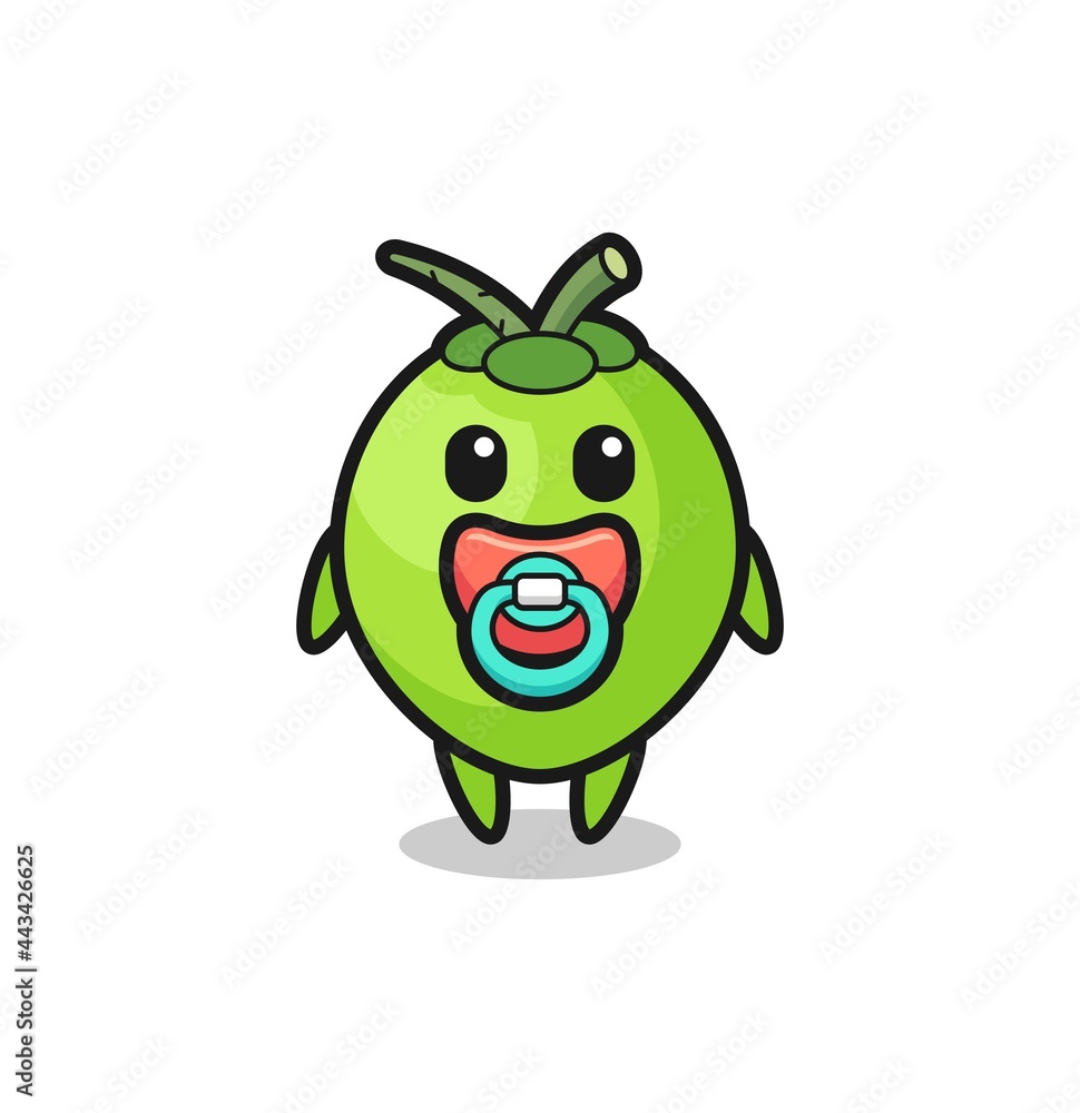 baby coconut cartoon character with pacifier baby coconut cartoon character with pacifier