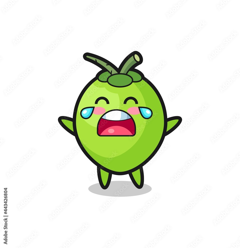 the illustration of crying coconut cute baby the illustration of crying coconut cute baby