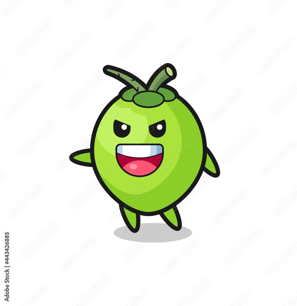coconut cartoon with very excited pose coconut cartoon with very excited pose