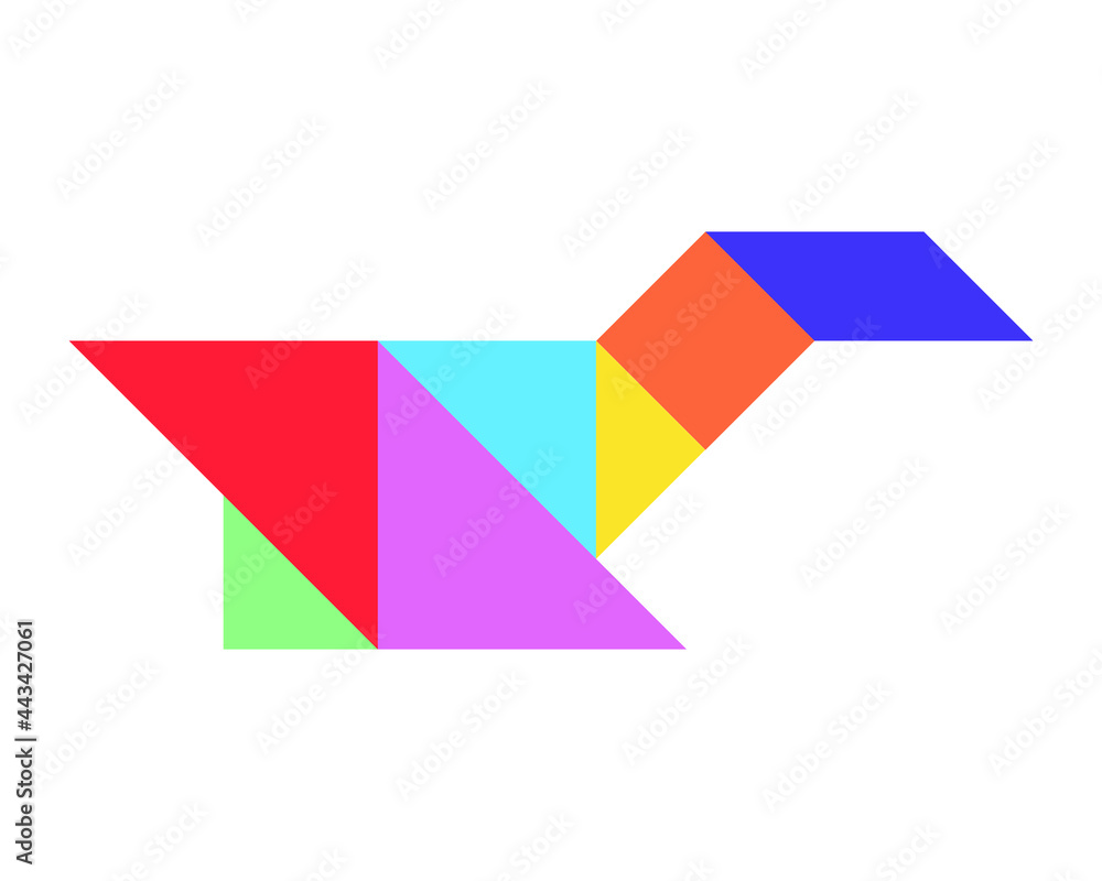 Color tangram puzzle in bird (duck, goose, swan) shape on white background Color tangram puzzle in bird (duck, goose, swan) shape on white background