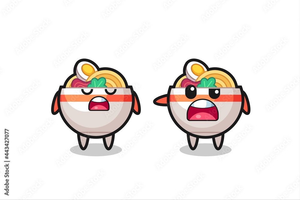 Obraz premium illustration of the argue between two cute noodle bowl characters