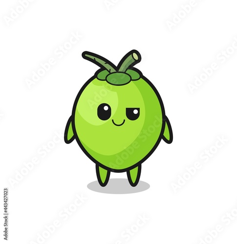 coconut cartoon with an arrogant expression