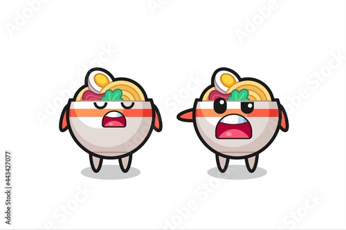 illustration of the argue between two cute noodle bowl characters