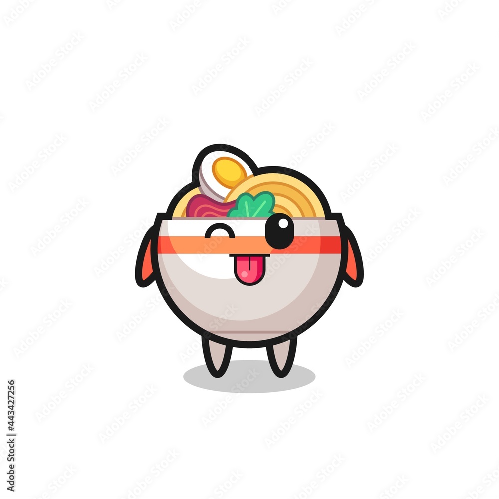 cute noodle bowl character in sweet expression while sticking out her tongue cute noodle bowl character in sweet expression while sticking out her tongue