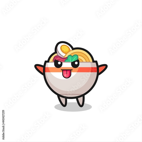 naughty noodle bowl character in mocking pose