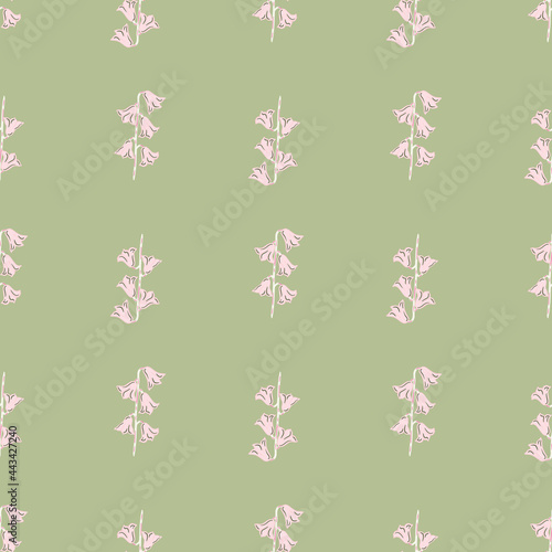 Geometric seamless pattern in geometric style with bell flower shapes.