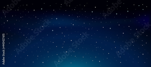 Night starry sky. Abstract background with stars. Beautiful blue night sky design. Vector stock © Jessica