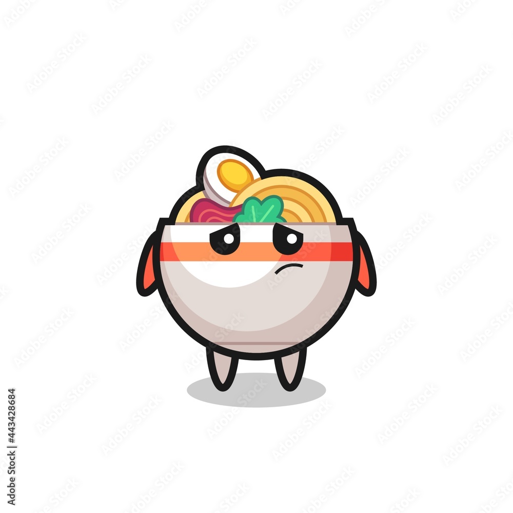 Obraz premium the lazy gesture of noodle bowl cartoon character
