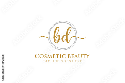 initial BD Feminine logo beauty monogram and elegant logo design, handwriting logo of initial signature, wedding, fashion, floral and botanical with creative template. photo