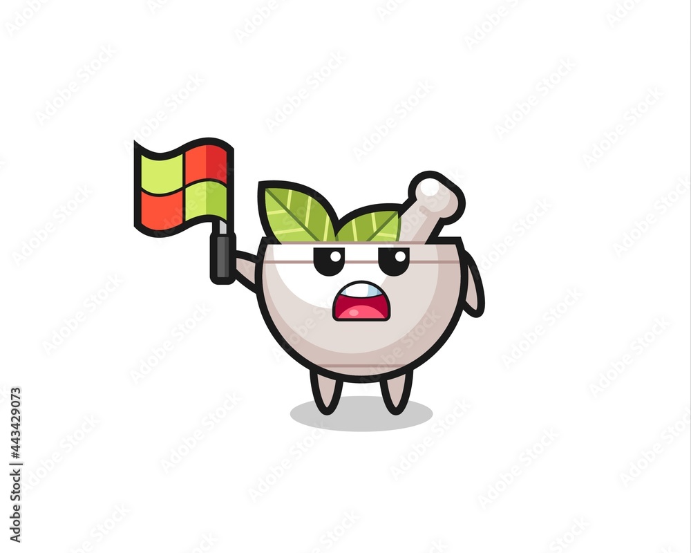 herbal bowl character as line judge putting the flag up herbal bowl character as line judge putting the flag up