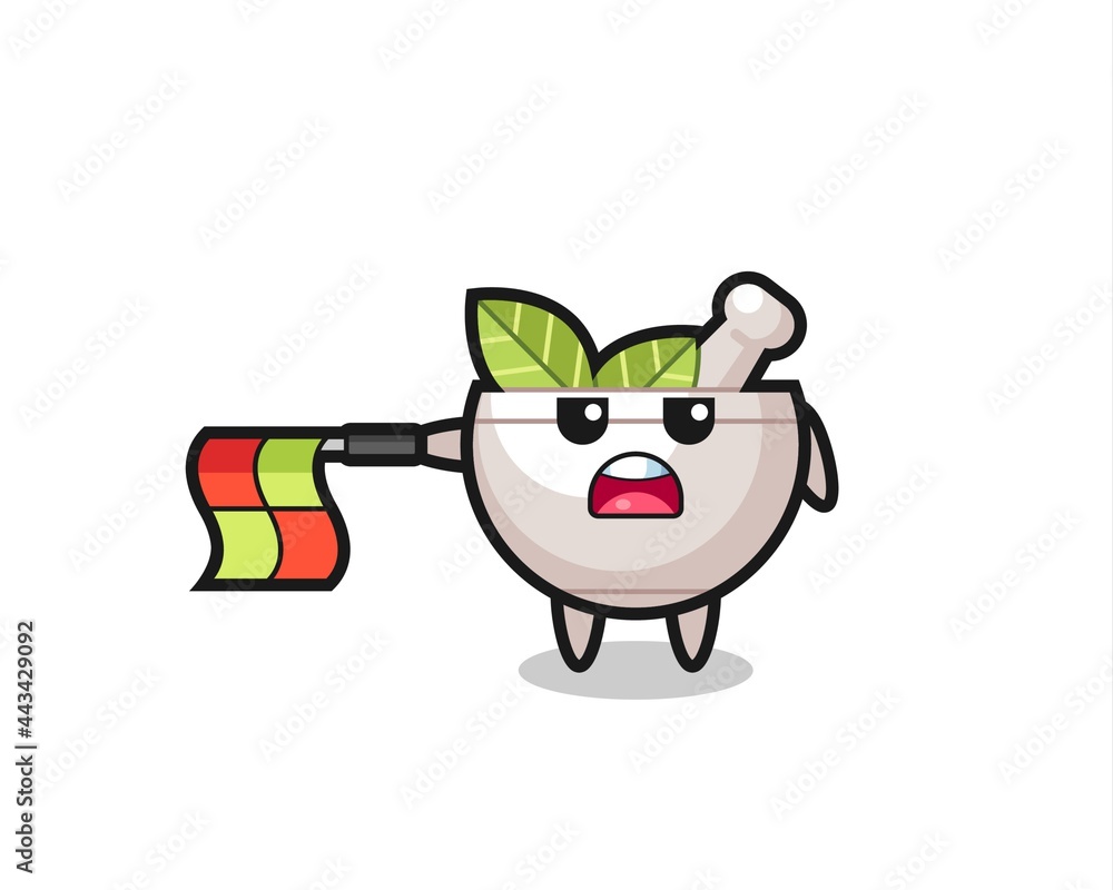 herbal bowl character as line judge hold the flag straight horizontally herbal bowl character as line judge hold the flag straight horizontally