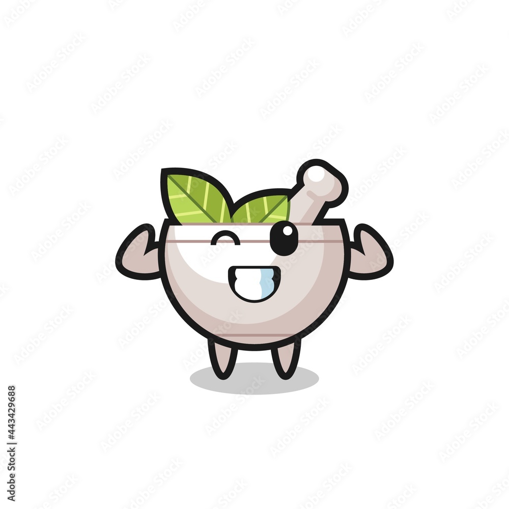 the muscular herbal bowl character is posing showing his muscles the muscular herbal bowl character is posing showing his muscles
