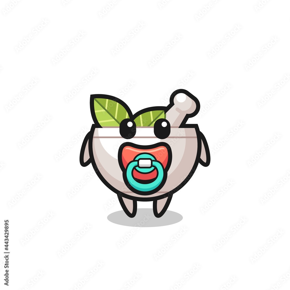 Fototapeta premium baby herbal bowl cartoon character with pacifier