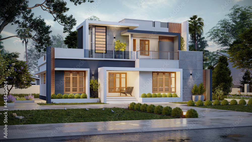 3d illustration of a newly built luxury home 3d illustration of a newly built luxury home
