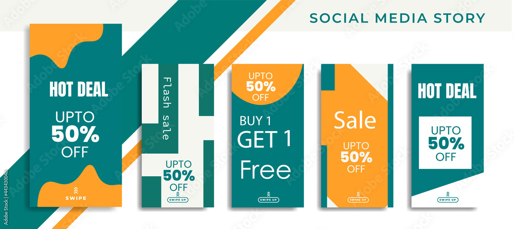 5 set Social Media Network Sales Banner Backgrounds, Mobile App, Poster, Flyer, Coupon,Advertisement, Smartphone Template Story, Abstract liquid Modern shapes. editable template eps 10 vector. - obrazy, fototapety, plakaty 