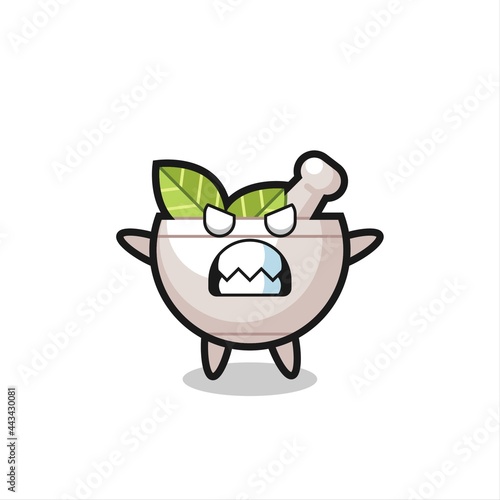wrathful expression of the herbal bowl mascot character