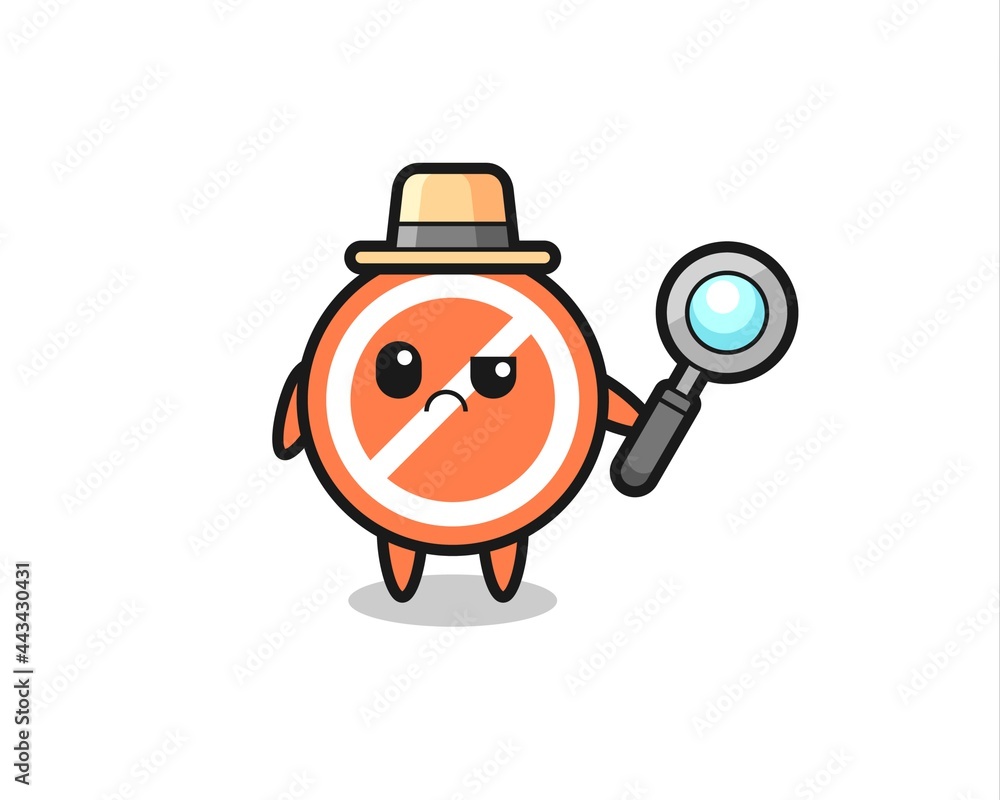 the mascot of cute stop sign as a detective the mascot of cute stop sign as a detective