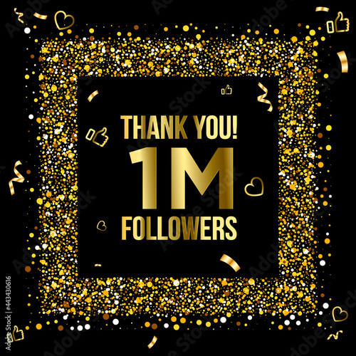 Thank you 1M followers Design. Celebrating 1 or one million followers. Vector illustration.