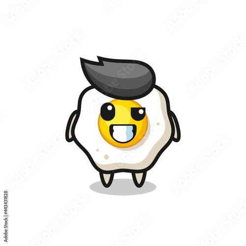 cute fried egg mascot with an optimistic face © heriyusuf