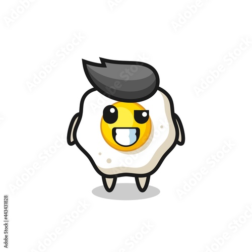 cute fried egg mascot with an optimistic face