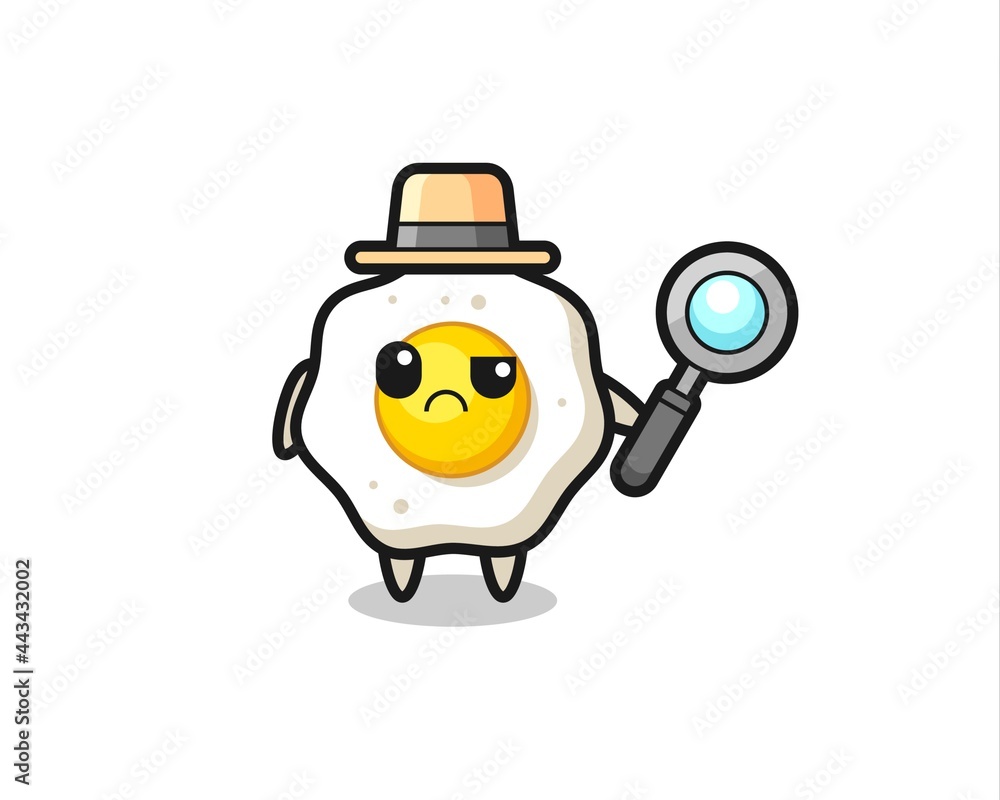 the mascot of cute fried egg as a detective the mascot of cute fried egg as a detective