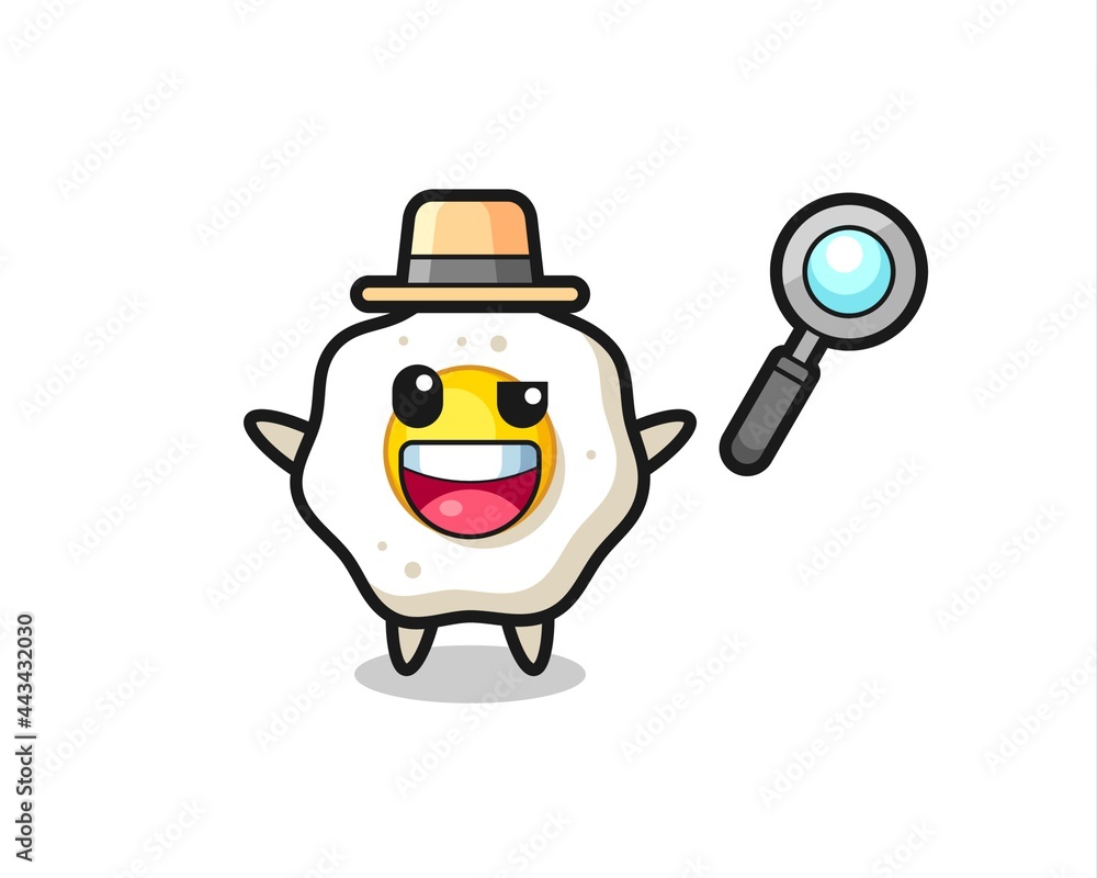 illustration of the fried egg mascot as a detective who manages to solve a case