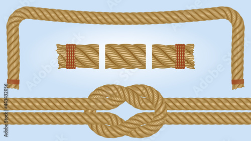 Seamless Frame Pattern of Hemp Rope with Caps - Ready to use Illustrator Brush