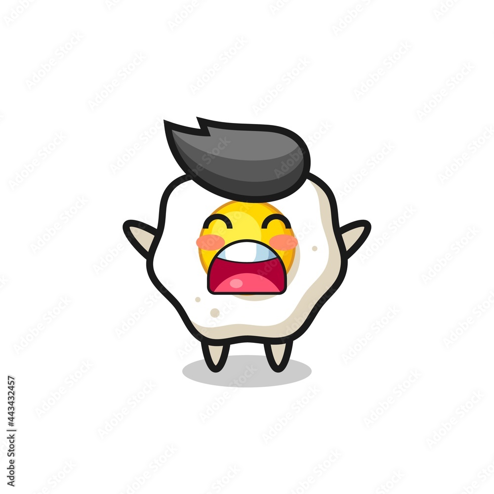 cute fried egg mascot with a yawn expression cute fried egg mascot with a yawn expression