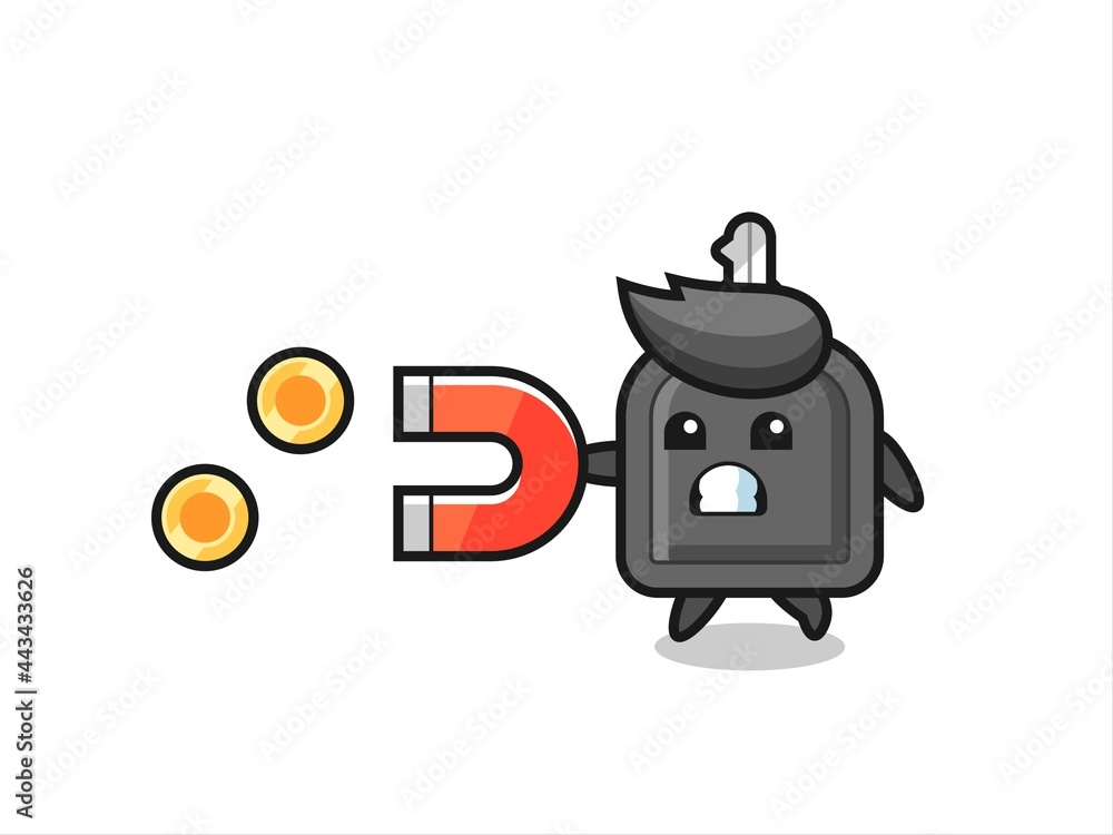 the character of car key hold a magnet to catch the gold coins the character of car key hold a magnet to catch the gold coins